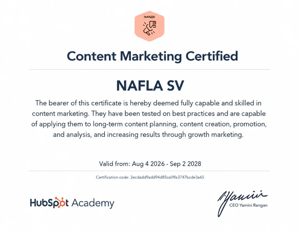 best digital marketing expert in Fujairah certificate of content marketing concept